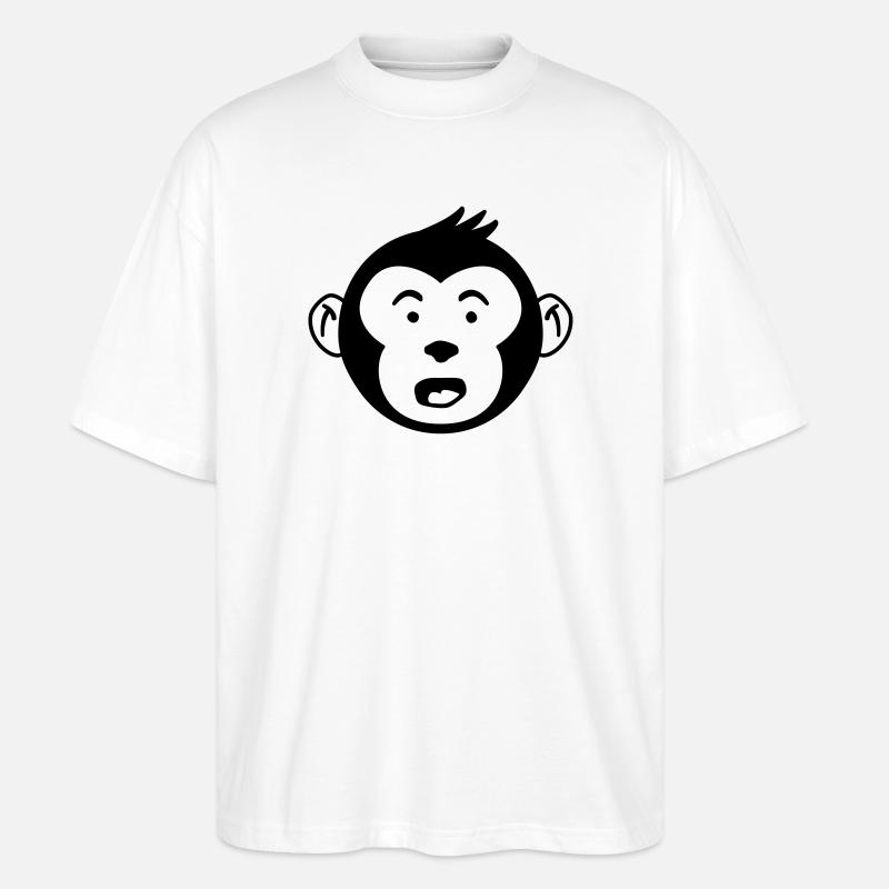 Cute Monkey Head – Funny Monkey Design - Stanley/Stella Oversized Unisex Organic T-shirt Blaster 2.0 - white