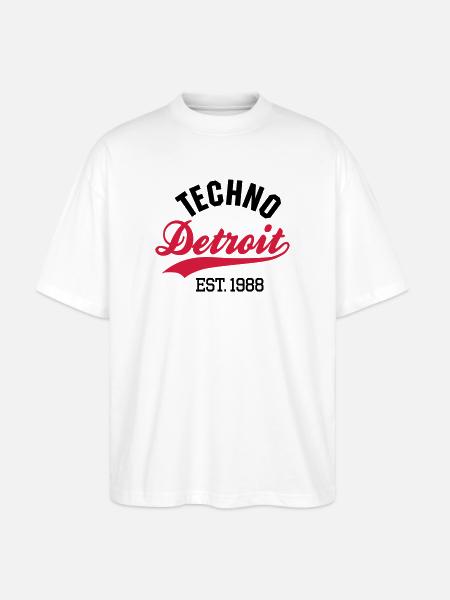Techno Detroit est.1988 - Stanley/Stella Oversized Unisex Organic T-shirt Blaster 2.0 - white