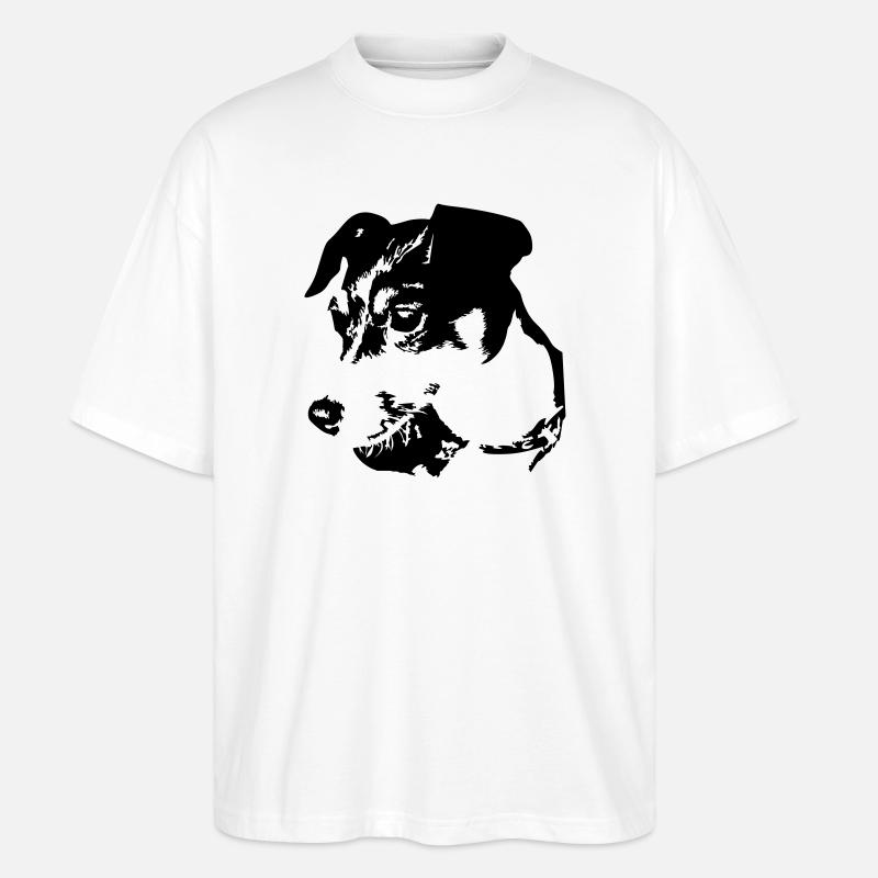 Tête de Jack Russell Terrier - T-shirt bio Blaster 2.0 coupe oversize Stanley/Stella Unisexe - blanc