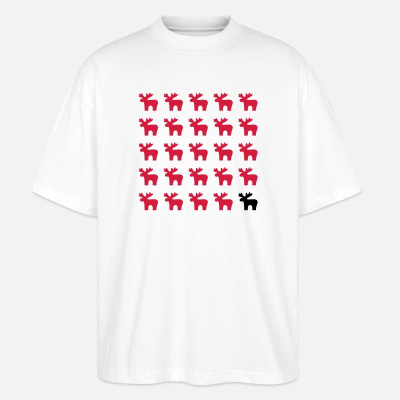 Moose Moose Pattern I Christmas - Stanley/Stella Oversized Unisex Organic T-shirt Blaster 2.0 - white