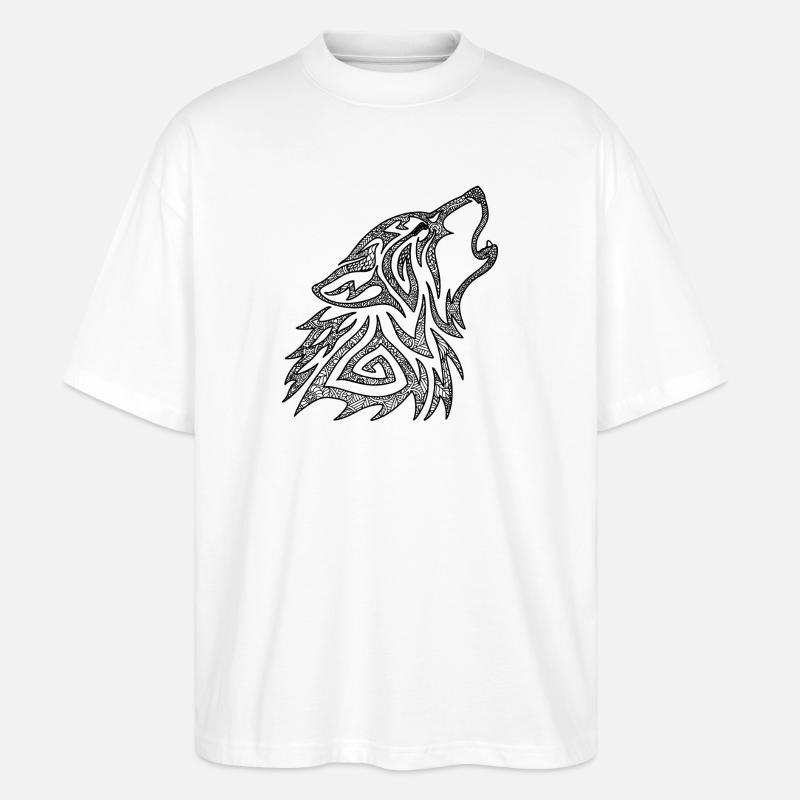 Heulender Wolf Mandala - Stanley/Stella Oversized Unisex Bio T-Shirt Blaster 2.0 - Weiß