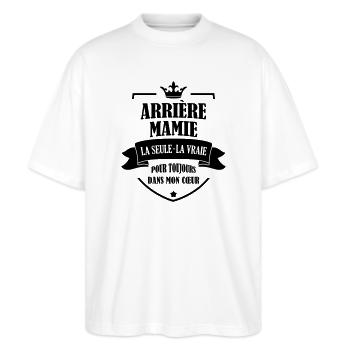 Arrière Mamie Mamy Grand-Mère Grand Mere - Stanley/Stella Oversized Unisex Organic T-shirt Blaster 2.0 - white - Front - Alina (178cm) & Michal (187cm)