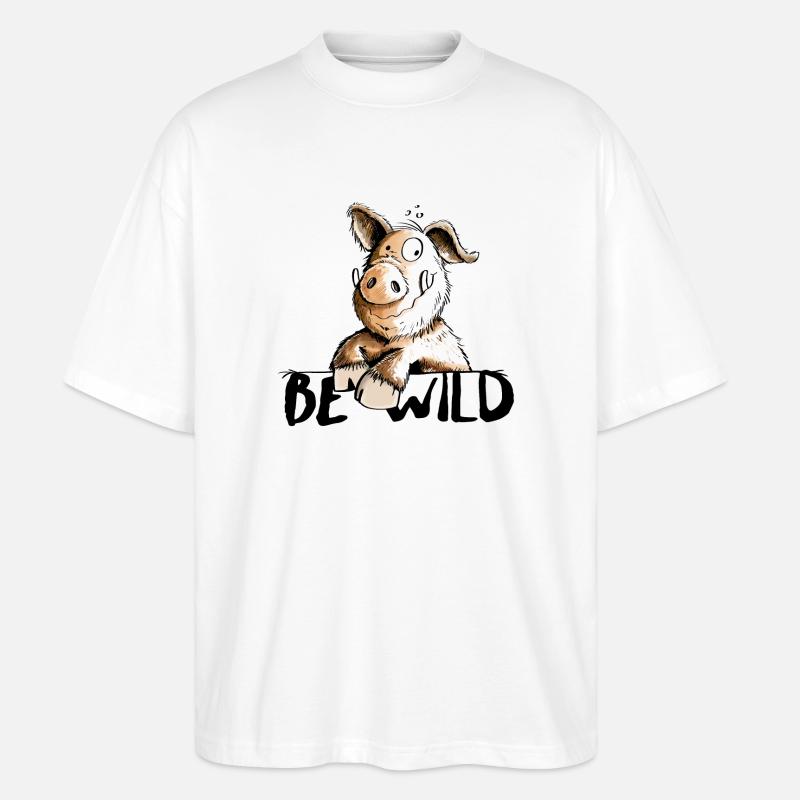 Be Wild Eber - Schwein - Keiler - Stanley/Stella Oversized Unisex Bio T-Shirt Blaster 2.0 - Weiß