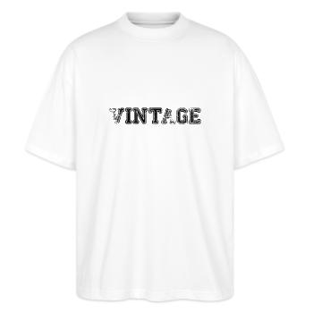 VINTAGE Retro - Stanley/Stella Oversized Unisex Bio T-Shirt Blaster 2.0 - Weiß - Vorne - Alina (178cm) & Michal (187cm)