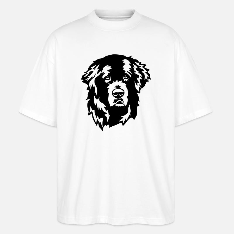Neufundländer Kopf - Stanley/Stella Oversized Unisex Bio T-Shirt Blaster 2.0 - Weiß