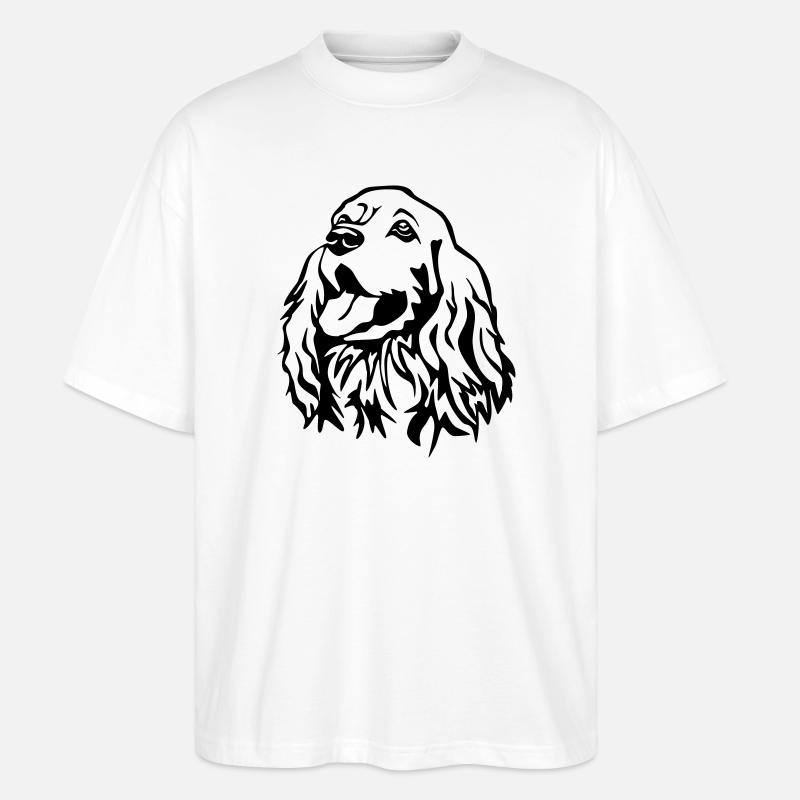 Tête de Cocker Spaniel - T-shirt bio Blaster 2.0 coupe oversize Stanley/Stella Unisexe - blanc
