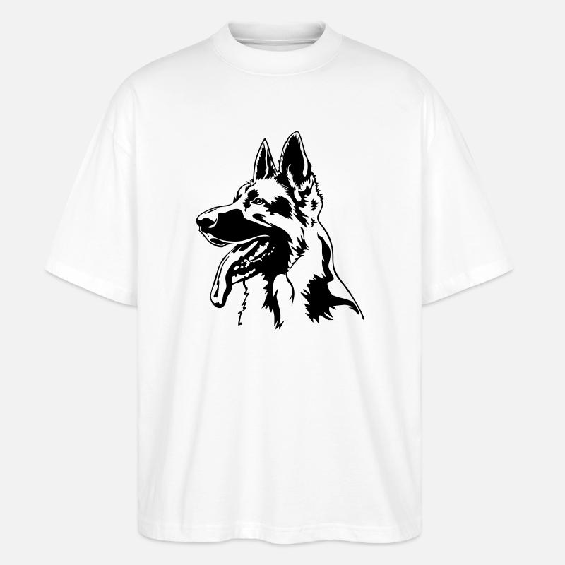 Deutscher Schäferhund Kopf - Stanley/Stella Oversized Unisex Bio T-Shirt Blaster 2.0 - Weiß