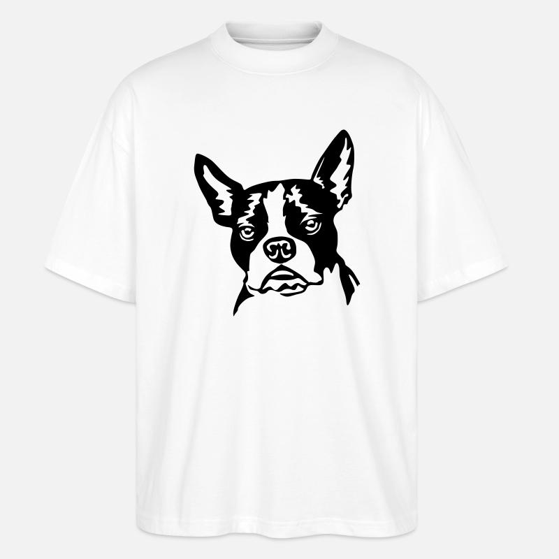 Boston Terrier - Stanley/Stella Oversized Unisex Bio T-Shirt Blaster 2.0 - Weiß