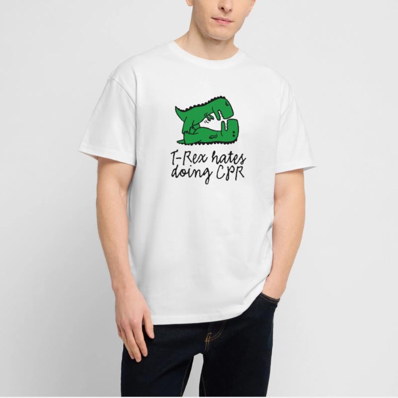T-Rex hates doing CPR first aid instructor Stanley/Stella Oversized Unisex Organic T-shirt Blaster 2.0