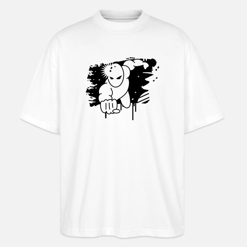 Graffiti de super-héros - T-shirt bio Blaster 2.0 coupe oversize Stanley/Stella Unisexe - blanc