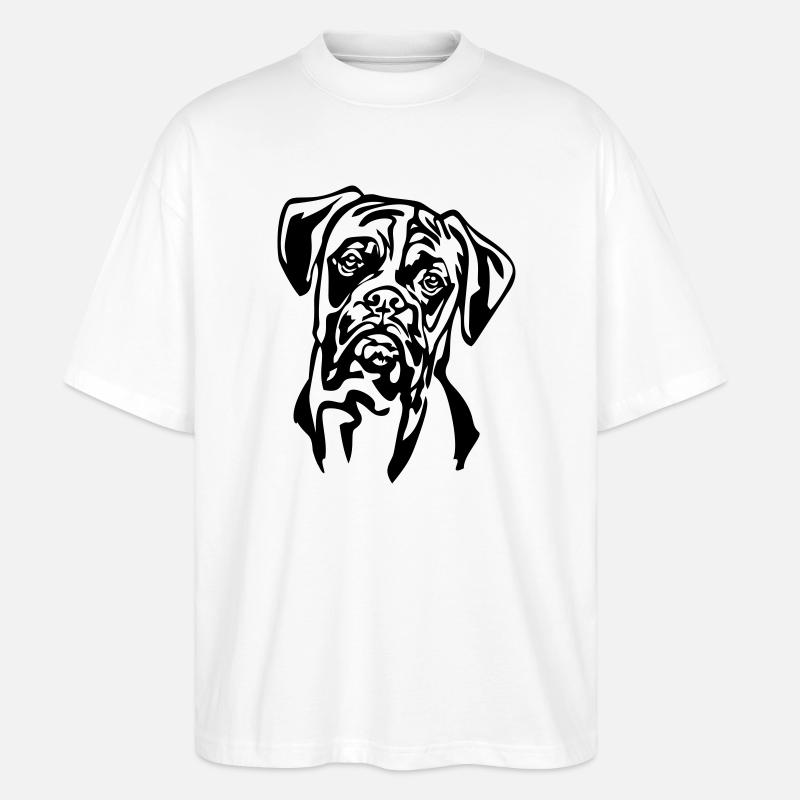 Boxer head - Stanley/Stella Oversized Unisex Organic T-shirt Blaster 2.0 - white