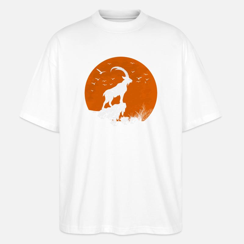 Mondroter Steinbock - Stanley/Stella Oversized Unisex Bio T-Shirt Blaster 2.0 - Weiß