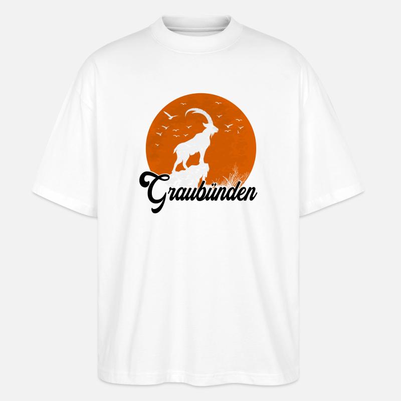 Graubinden Mondsilhouette - Stanley/Stella Oversized Unisex Bio T-Shirt Blaster 2.0 - Weiß