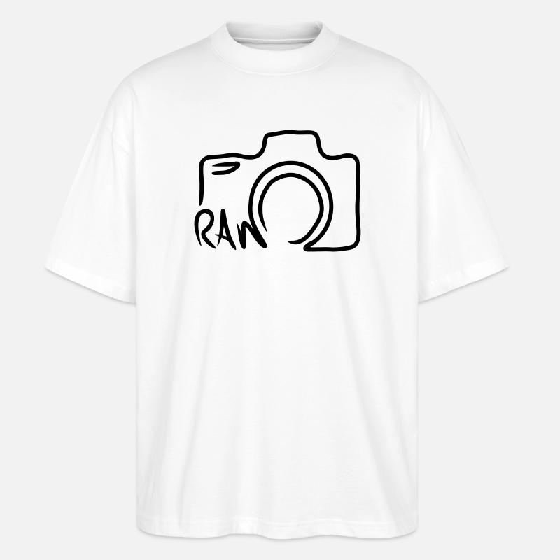 Kamera Linienform Strichzeichnung - Stanley/Stella Oversized Unisex Bio T-Shirt Blaster 2.0 - Weiß
