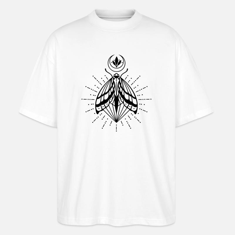Moth moon crystal diamond firefly - Stanley/Stella Oversized Unisex Organic T-shirt Blaster 2.0 - white