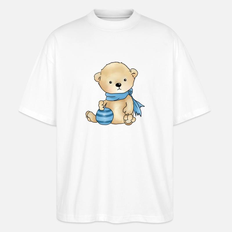 Baer mit Ball - Stanley/Stella Oversized Unisex Bio T-Shirt Blaster 2.0 - Weiß