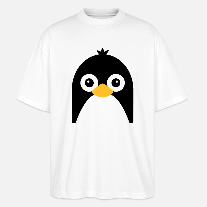 Nettes Pinguin-Gesicht - Stanley/Stella Oversized Unisex Bio T-Shirt Blaster 2.0 - Weiß