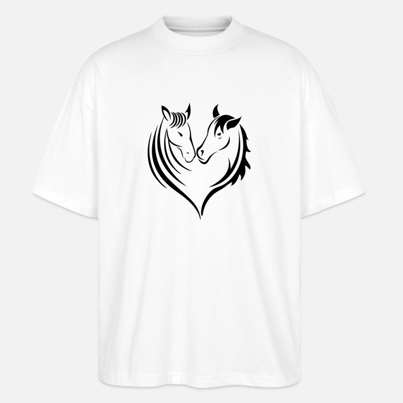 Pferde Herz Pferdeliebhaber - Stanley/Stella Oversized Unisex Bio T-Shirt Blaster 2.0 - Weiß