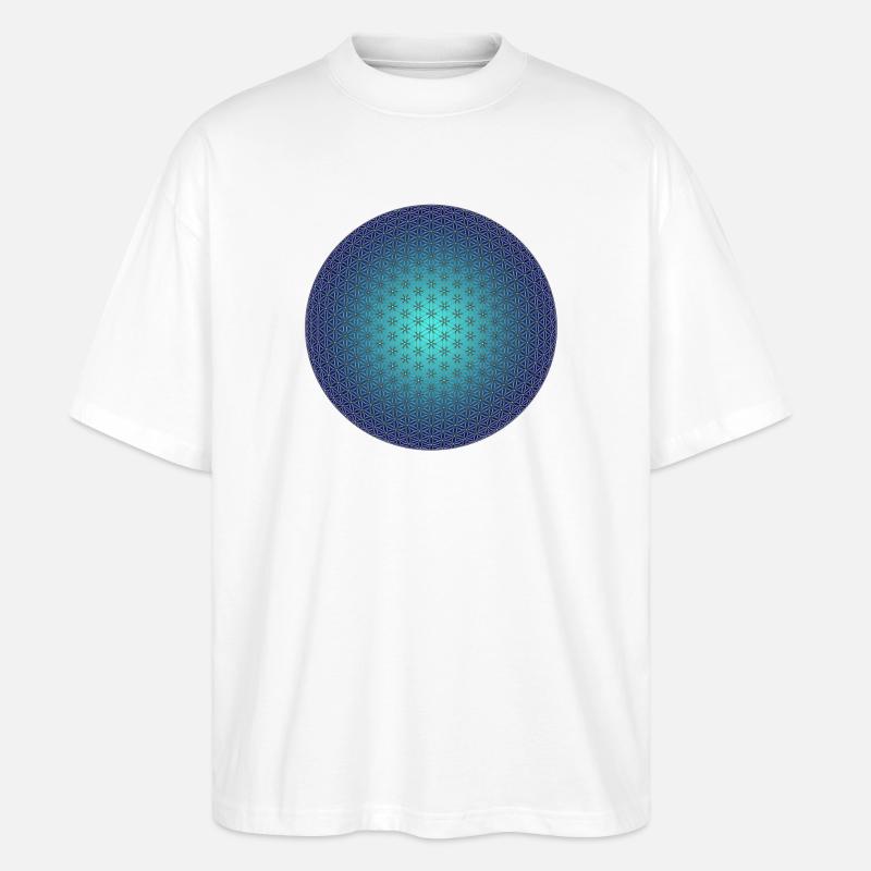Blume des Lebens - 3D blau - Stanley/Stella Oversized Unisex Bio T-Shirt Blaster 2.0 - Weiß