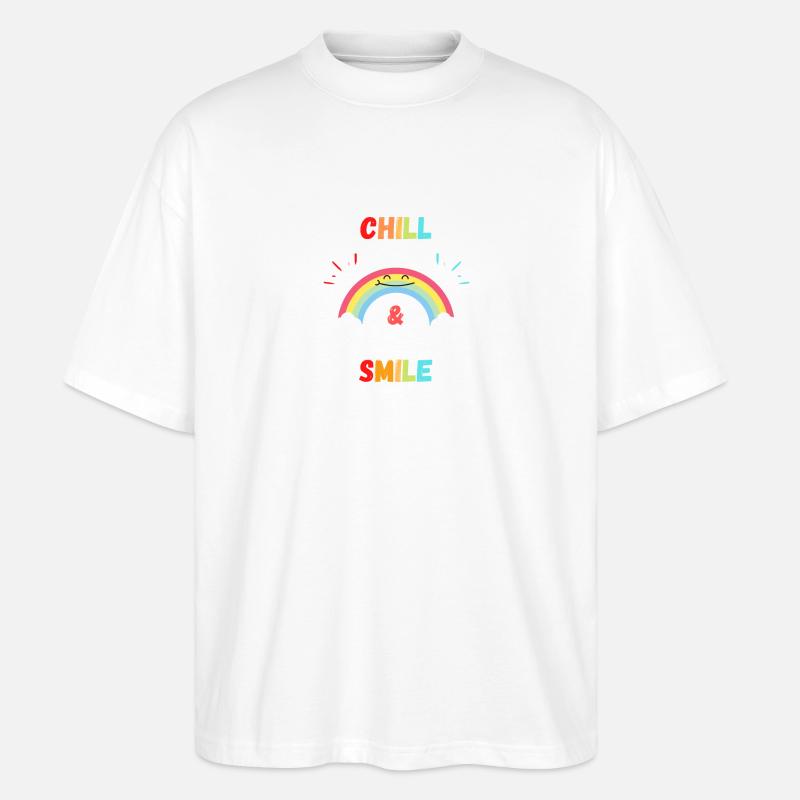Chill & Smile Spaß Geschenk - Stanley/Stella Oversized Unisex Bio T-Shirt Blaster 2.0 - Weiß