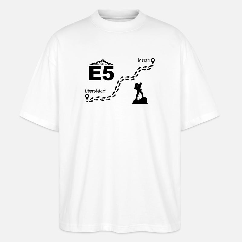 E5 Alpenüberquerung - Stanley/Stella Oversized Unisex Bio T-Shirt Blaster 2.0 - Weiß