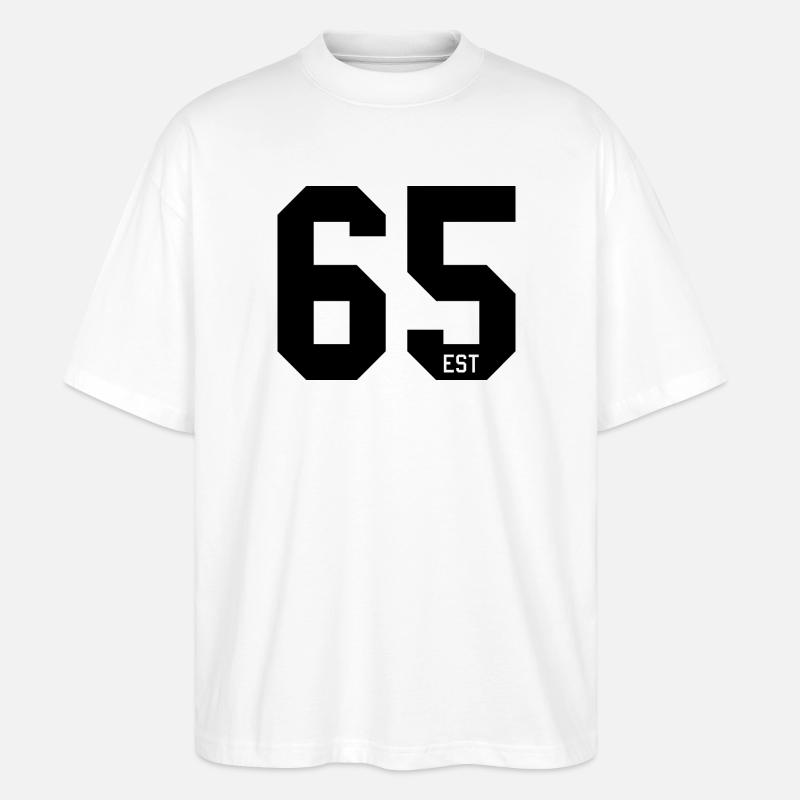 Zahlendesign 65 – EST Blocktypografi - Stanley/Stella Oversized Unisex Bio T-Shirt Blaster 2.0 - Weiß