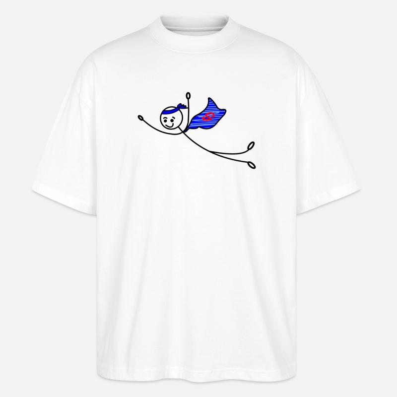 Superhelden-Strichmännchen - Stanley/Stella Oversized Unisex Bio T-Shirt Blaster 2.0 - Weiß