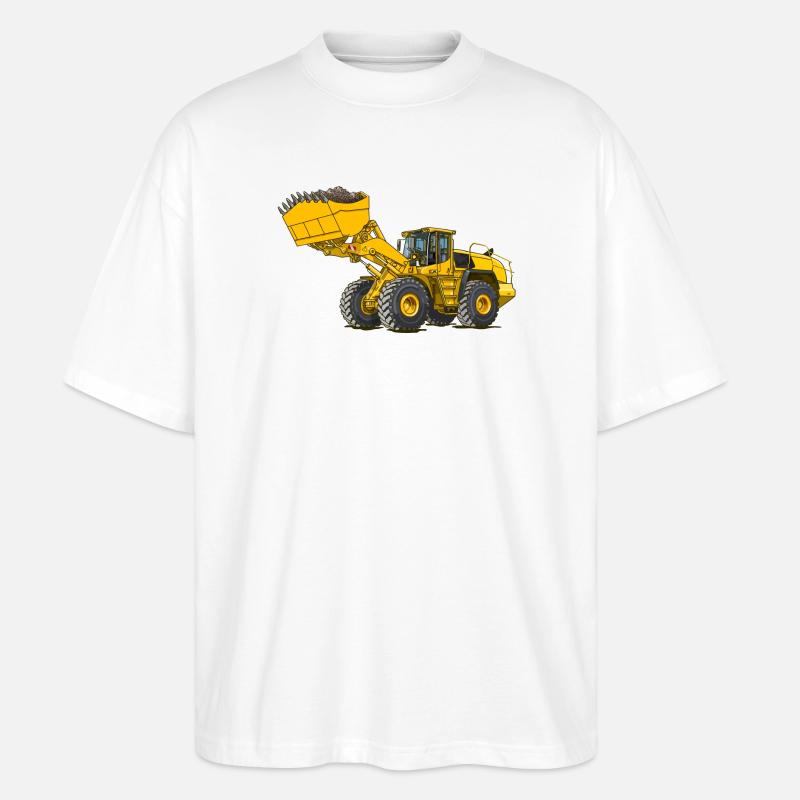 Chargeuse sur pneus, engin de chantier - T-shirt bio Blaster 2.0 coupe oversize Stanley/Stella Unisexe - blanc