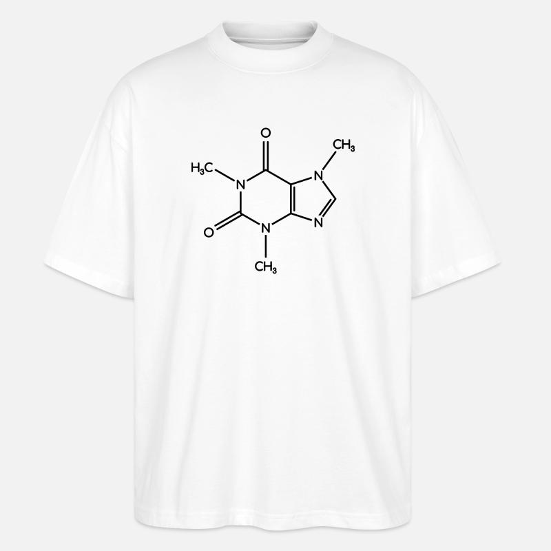 Caffeine Molecule - Structural Formula - Stanley/Stella Oversized Unisex Organic T-shirt Blaster 2.0 - white