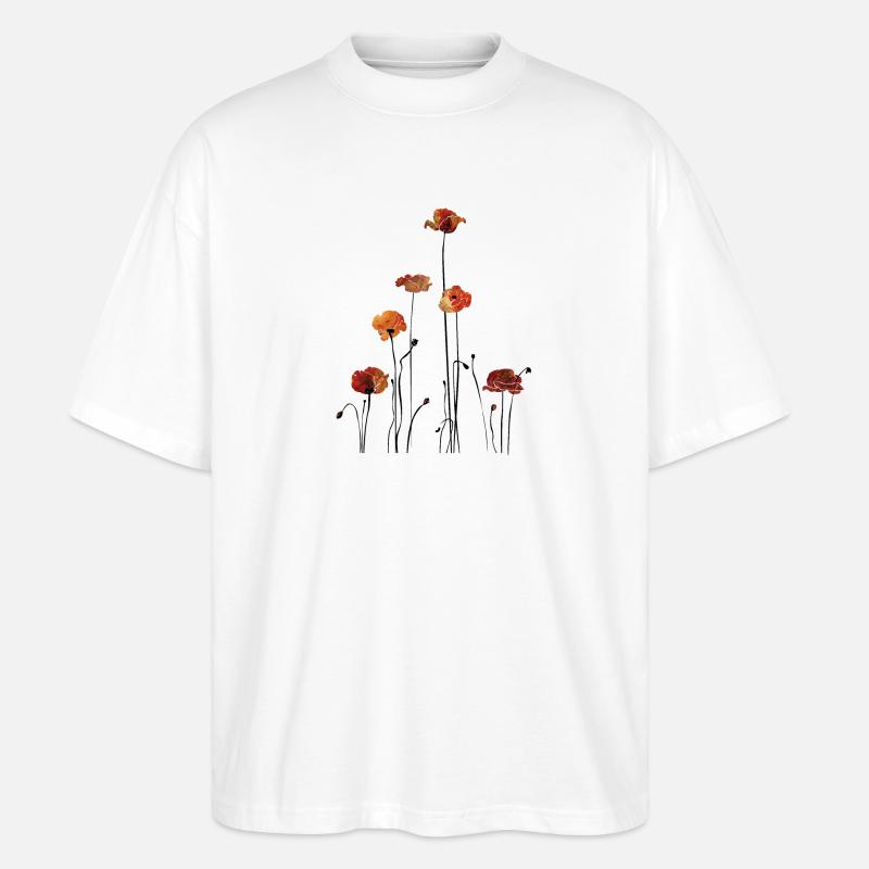 Mohnblumen Silhouette Design - Stanley/Stella Oversized Unisex Bio T-Shirt Blaster 2.0 - Weiß