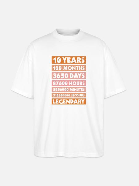 10 års jubilæum, firma, fødselsdag, privat - Stanley/Stella Oversize Unisex Øko T-shirt Blaster 2.0 - hvid