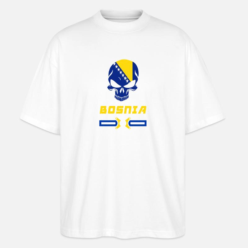 Bosnien Totenkopf Design / Geschenk - Stanley/Stella Oversized Unisex Bio T-Shirt Blaster 2.0 - Weiß