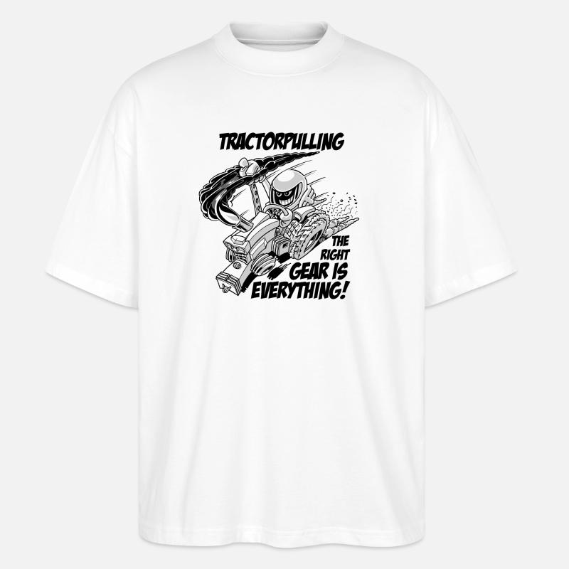 0966 Traktor zieht BW - Stanley/Stella Oversized Unisex Bio T-Shirt Blaster 2.0 - Weiß