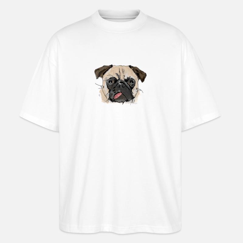 Mops - Stanley/Stella Oversized Unisex Bio T-Shirt Blaster 2.0 - Weiß