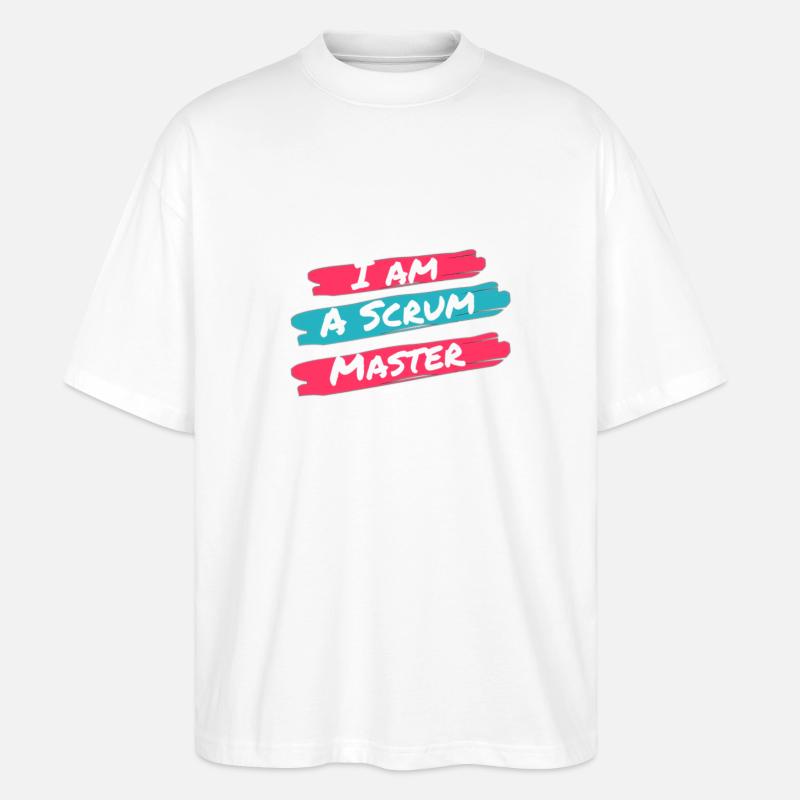 Handgemachtes Scrum Master T-Shirt - Stanley/Stella Oversized Unisex Bio T-Shirt Blaster 2.0 - Weiß