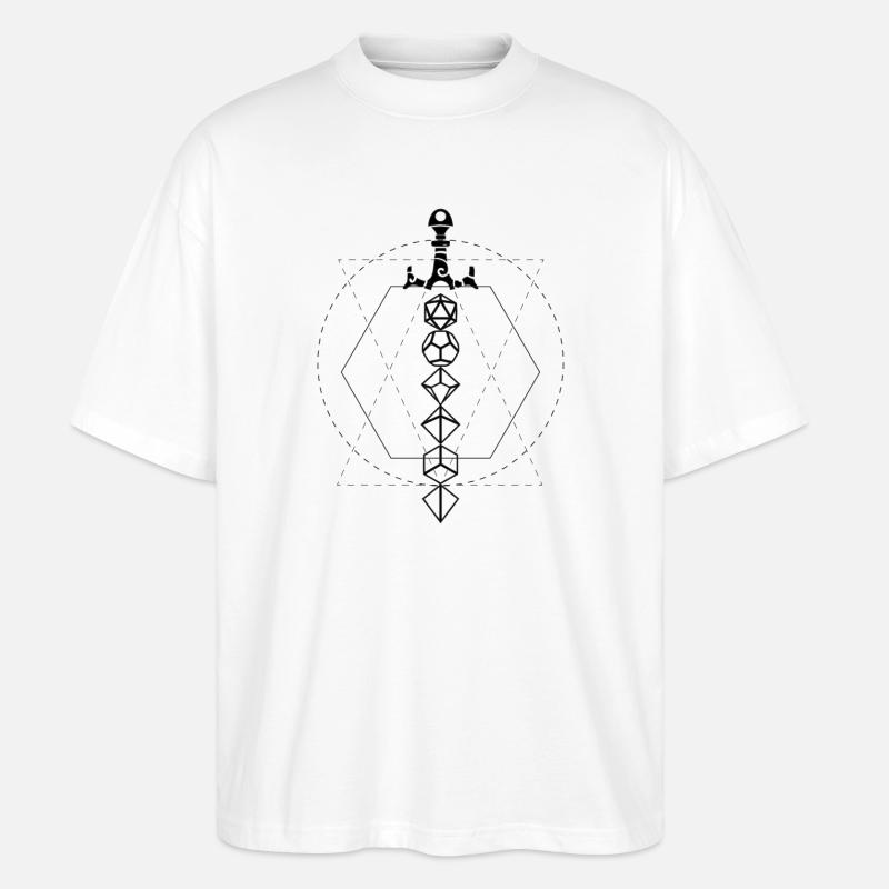 Épée de dés de donjon - T-shirt bio Blaster 2.0 coupe oversize Stanley/Stella Unisexe - blanc