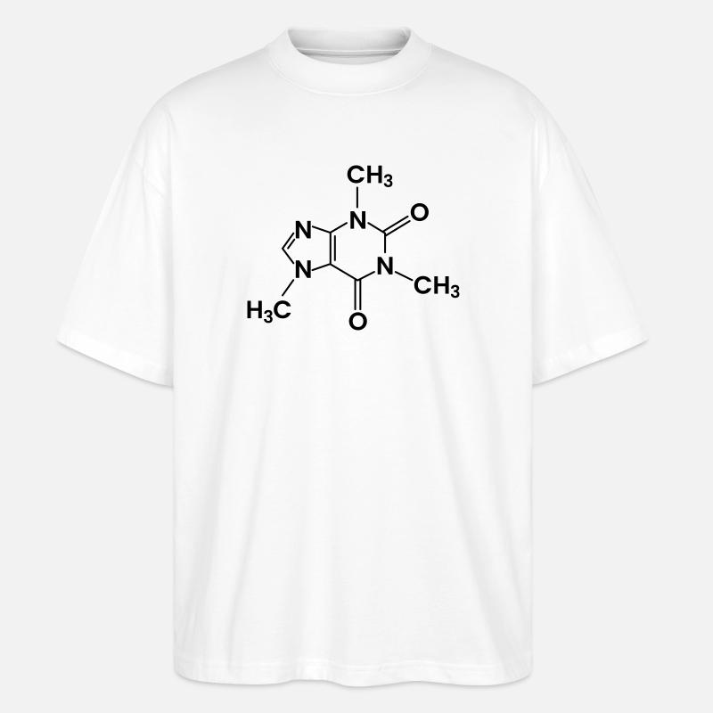 Structure chimique du café Caféine - T-shirt bio Blaster 2.0 coupe oversize Stanley/Stella Unisexe - blanc