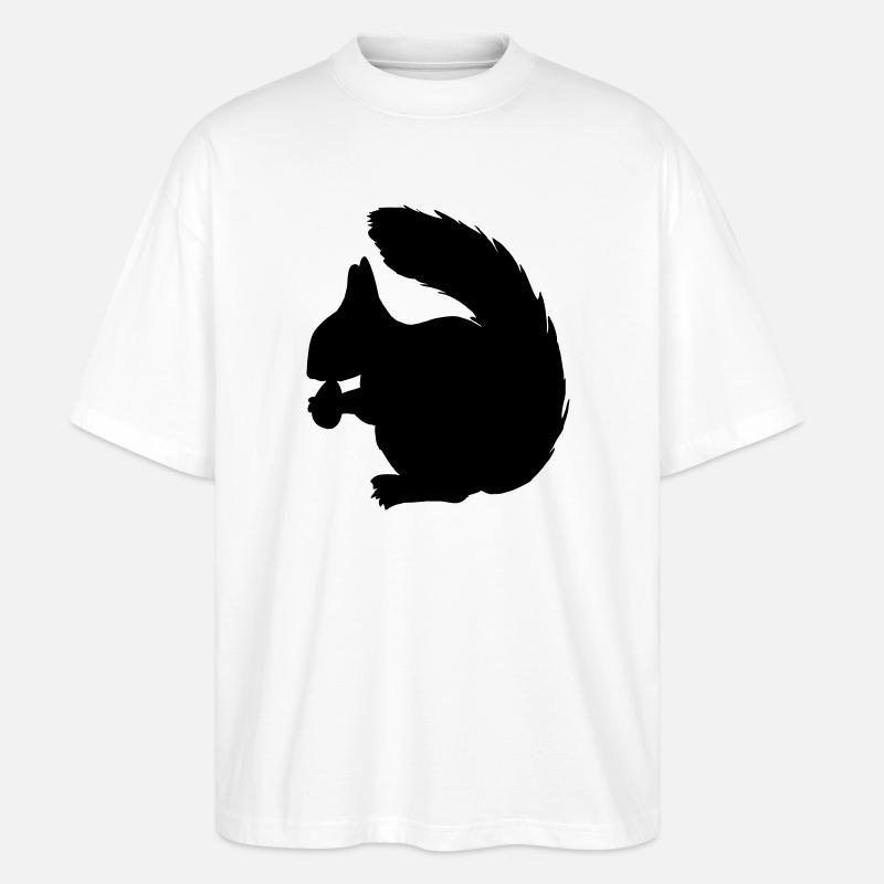 Eichhörnchen mit Nussschattenfigur - Stanley/Stella Oversized Unisex Bio T-Shirt Blaster 2.0 - Weiß