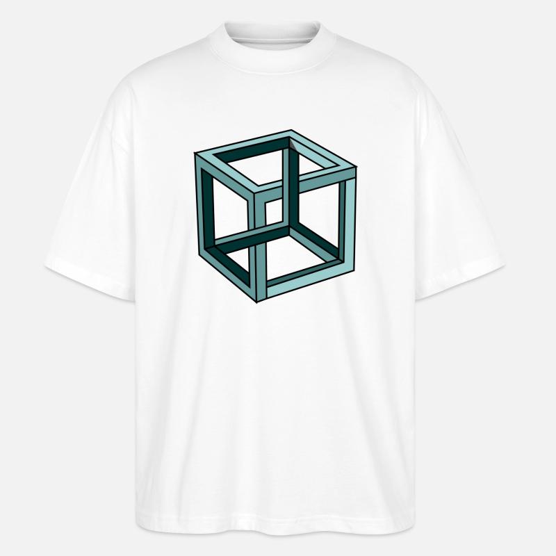 Escher Impossible Cube - T-shirt bio Blaster 2.0 coupe oversize Stanley/Stella Unisexe - blanc