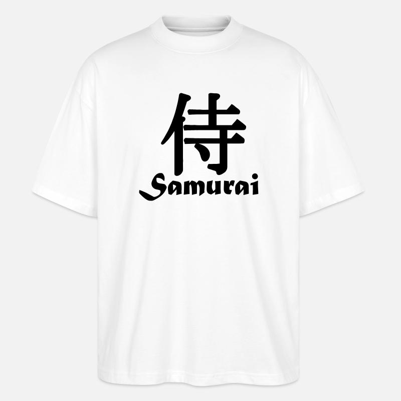 Samurai mit Text - Stanley/Stella Oversized Unisex Bio T-Shirt Blaster 2.0 - Weiß