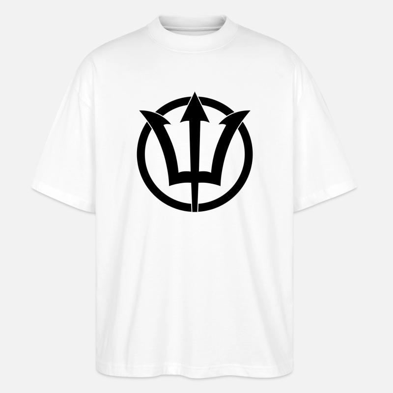 Symbole du Trident de Poséidon - T-shirt bio Blaster 2.0 coupe oversize Stanley/Stella Unisexe - blanc
