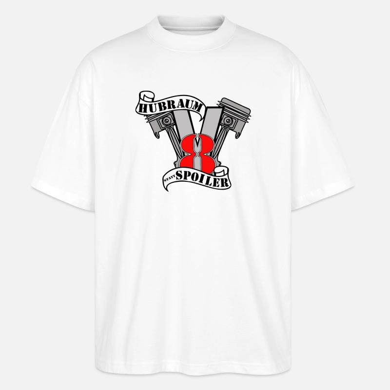 Hubraum startet Spoiler V8 - Stanley/Stella Oversized Unisex Bio T-Shirt Blaster 2.0 - Weiß