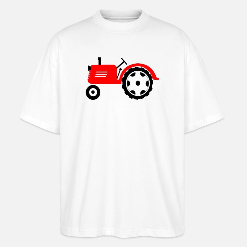 Ackerschlepper rote Landmaschine - Stanley/Stella Oversized Unisex Bio T-Shirt Blaster 2.0 - Weiß