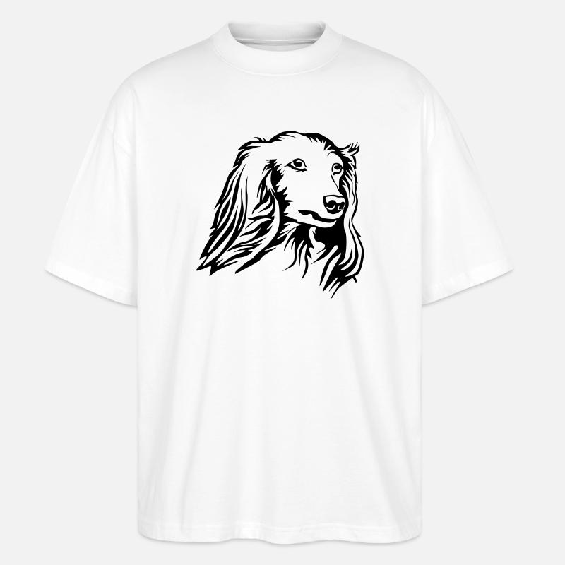 Dackel Kopf - Stanley/Stella Oversized Unisex Bio T-Shirt Blaster 2.0 - Weiß
