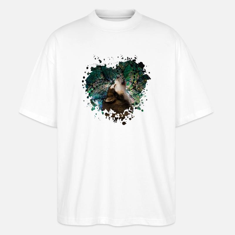 Heulender Malamute - Stanley/Stella Oversized Unisex Bio T-Shirt Blaster 2.0 - Weiß