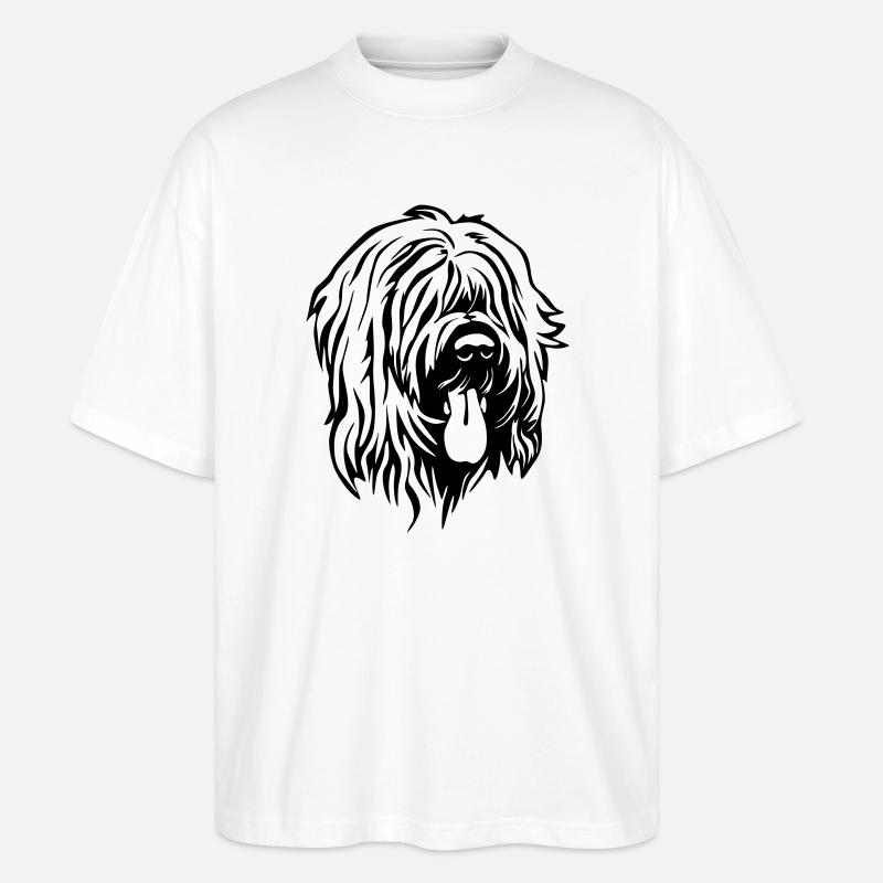 Briard Kopf - Stanley/Stella Oversized Unisex Bio T-Shirt Blaster 2.0 - Weiß