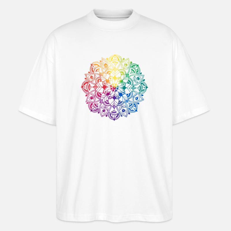 Mandala de fleurs - T-shirt bio Blaster 2.0 coupe oversize Stanley/Stella Unisexe - blanc