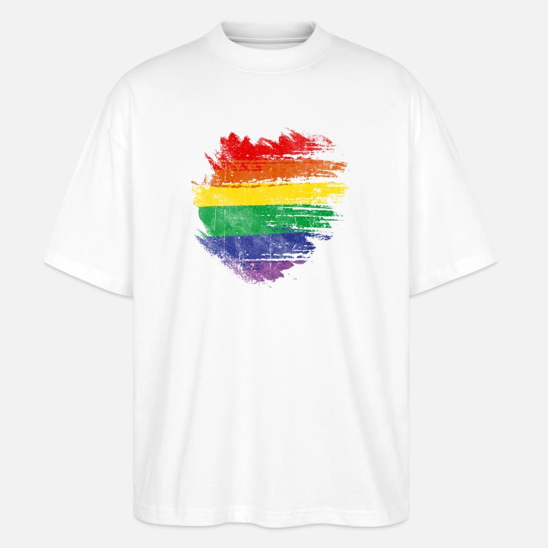 Regenbogenbürstenherz - Stanley/Stella Oversized Unisex Bio T-Shirt Blaster 2.0 - Weiß
