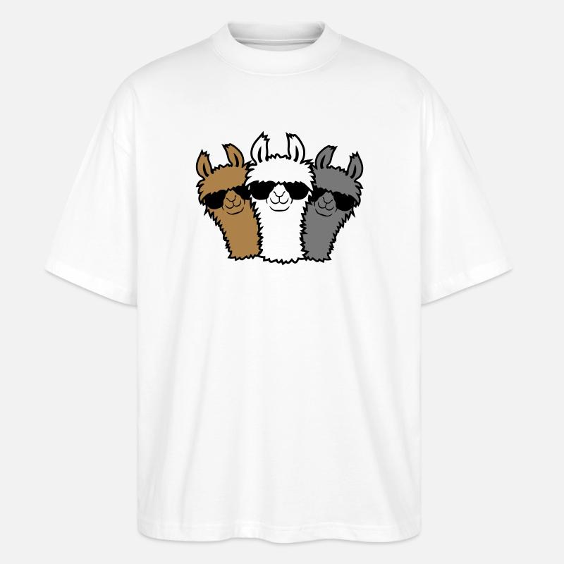 3 Lama Freunde - Stanley/Stella Oversized Unisex Bio T-Shirt Blaster 2.0 - Weiß