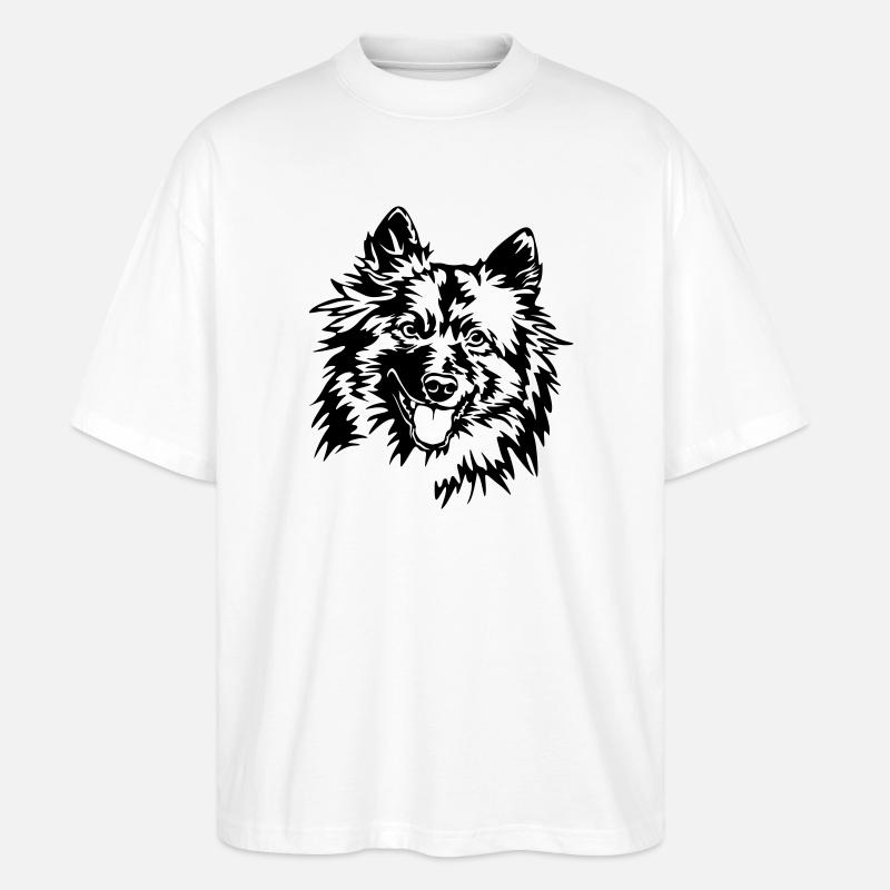 Wolfspitz Head - Stanley/Stella Oversized Unisex Organic T-shirt Blaster 2.0 - white